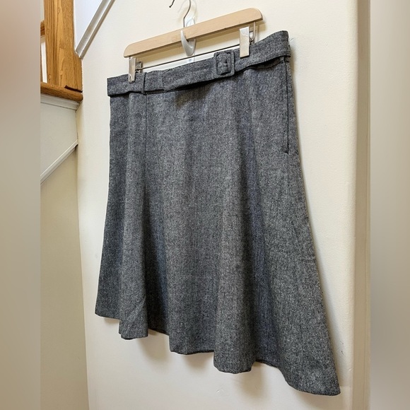 H&M Gray Wool‎ Blend Zip Closure A Line Skirt Size 14 - Picture 3 of 11
